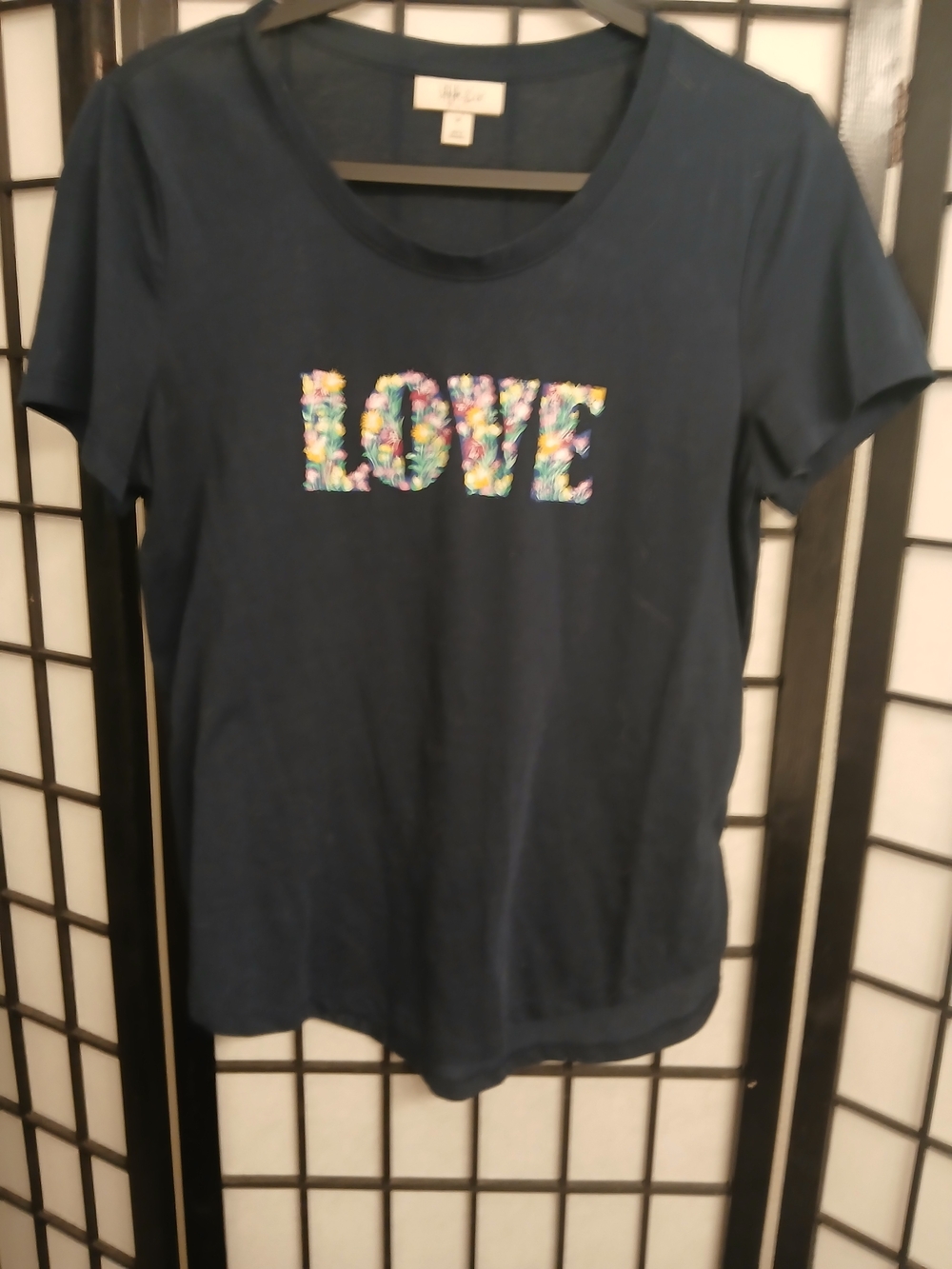 Style & Co. Navy Short-Sleeve Tee with Floral LOVE Graphic